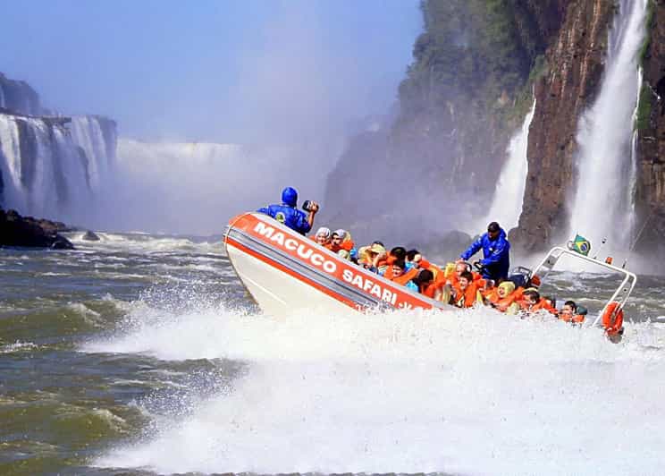 Explore Iguazu Falls and Bird Park: Complete Tour - The Macuco Safari boat ride under the falls