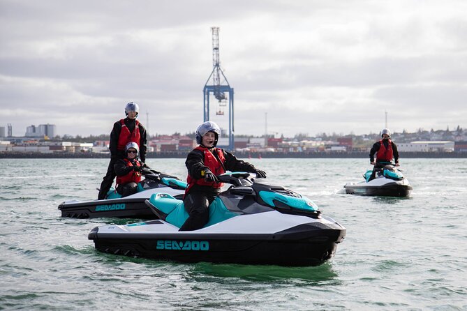 Puffin Jet ski tour in Reykjavík - The Imagine Peace Tower from the water