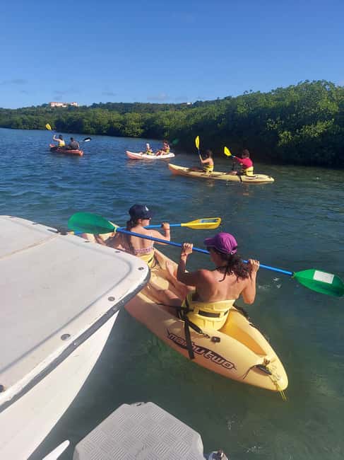 St. John's, Antigua Kayak, Snorkeling, & Beach Bird Island - Beach time with sand, fruit, and rum punch