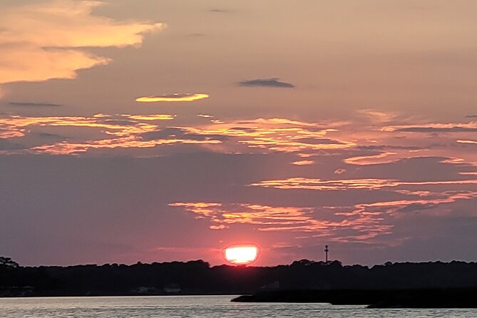 Sunset, Dolphin/Birding On A Private Guided Savannah Cruise - Waterfront estates and Bluff Drive at sunset