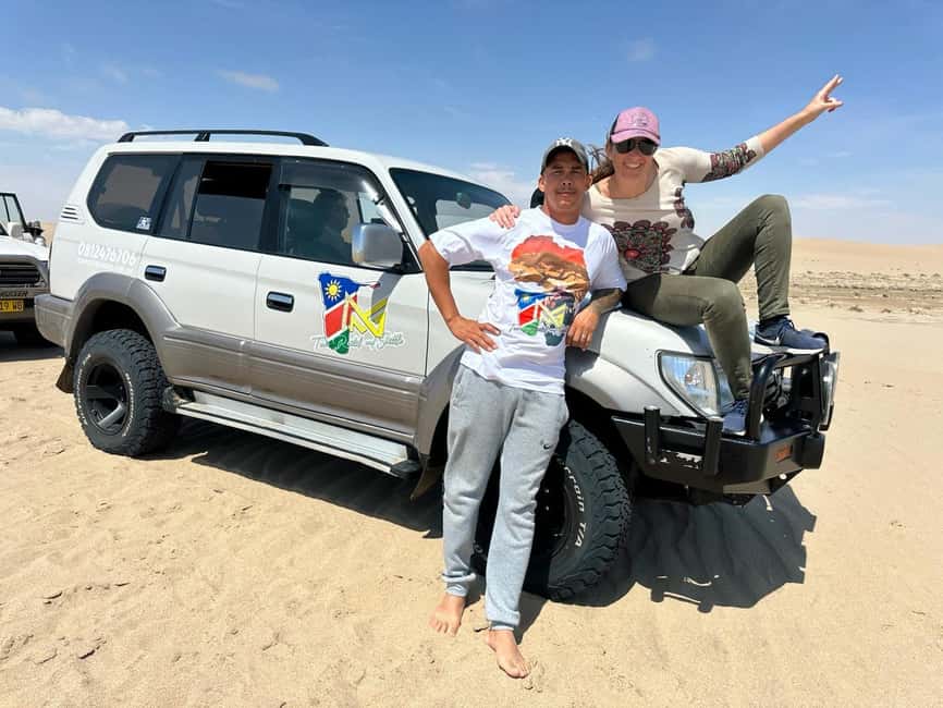 swakopmund city tour dune 7 pink lake pink flamingos - Guide quality makes the biggest difference